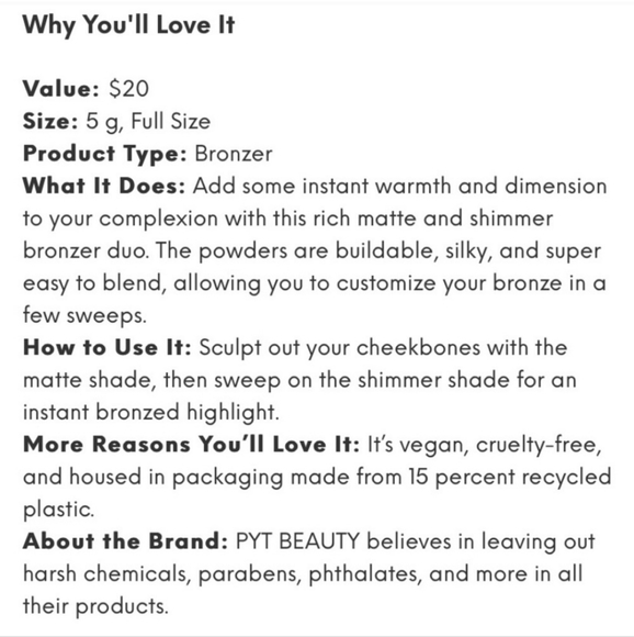 PYT Beauty Faux Sun Bronzer Duo in Bali Vegan - Picture 3 of 3